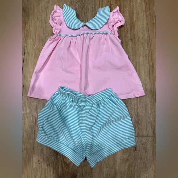 Trotter Street Kids Pink and Blue Girls Striped Set. EUC. 12 month. - Picture 1 of 3